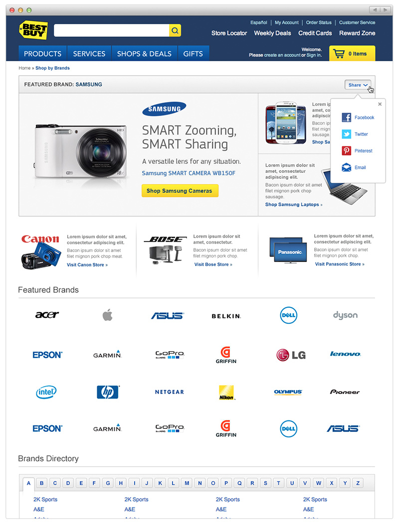 Best Buy - Featured Brand page